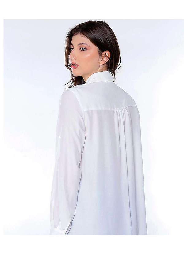 Sob - Camisa Feminina Manga Longa Viscose Branco 6