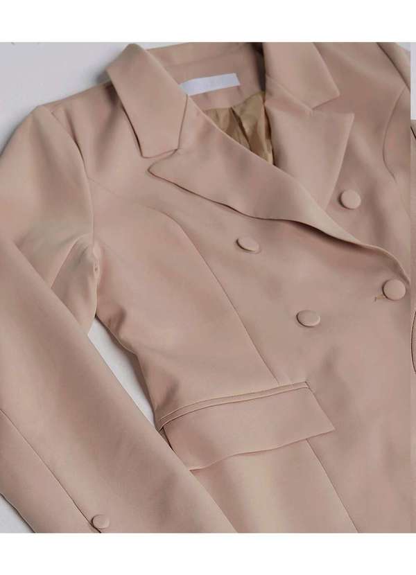 Sob - Blazer Feminino Alfaiataria Transpassado Bege 6