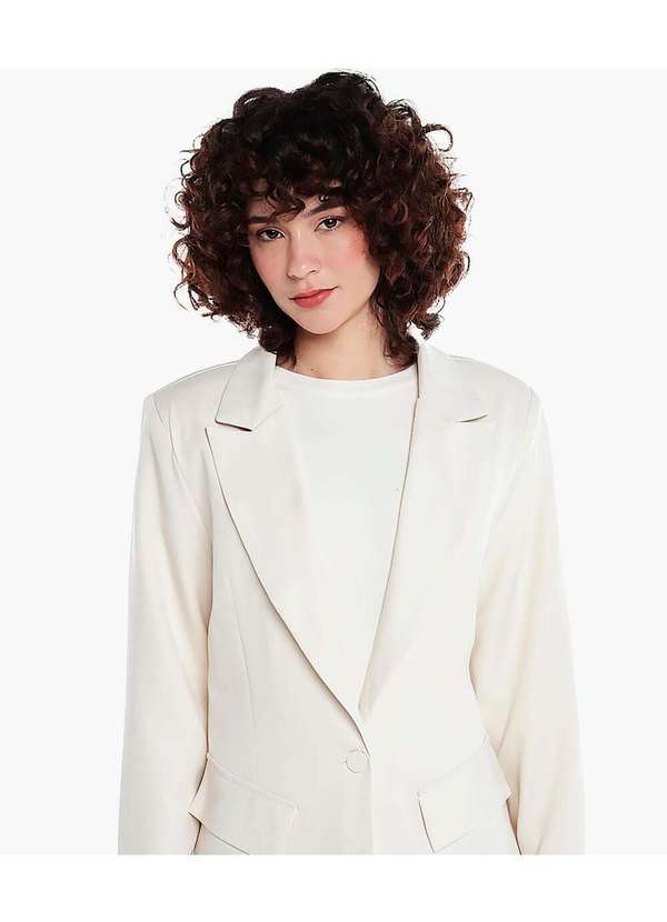 Sob - Blazer Feminino Alfaiataria Acinturado Forrado Bege 3
