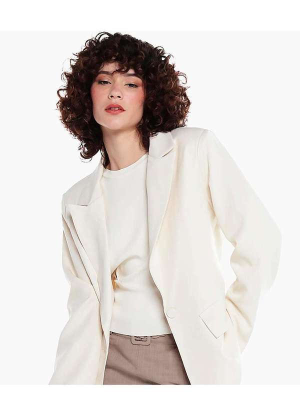 Sob - Blazer Feminino Alfaiataria Acinturado Forrado Bege 4