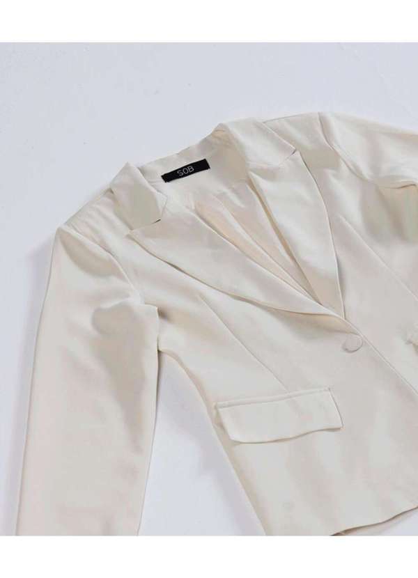 Sob - Blazer Feminino Alfaiataria Acinturado Forrado Bege 7