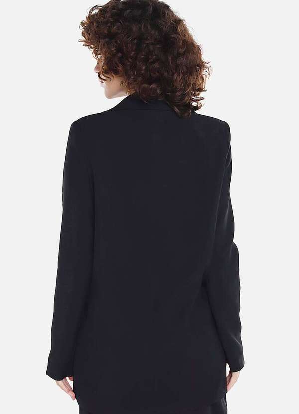 Sob - Blazer Feminino Longo Alfaiataria com Bolsos - Preto 5