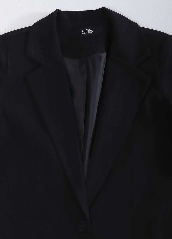 Sob - Blazer Feminino Longo Alfaiataria com Bolsos - Preto 7