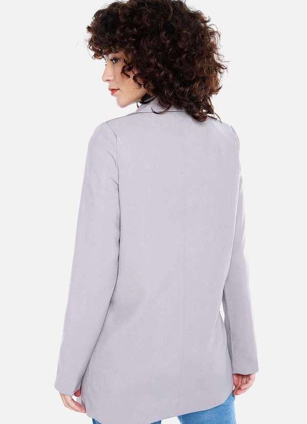 Sob - Blazer Feminino Longo Alfaiataria com Bolsos - Cinza 5