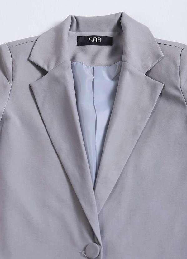 Sob - Blazer Feminino Longo Alfaiataria com Bolsos - Cinza 7
