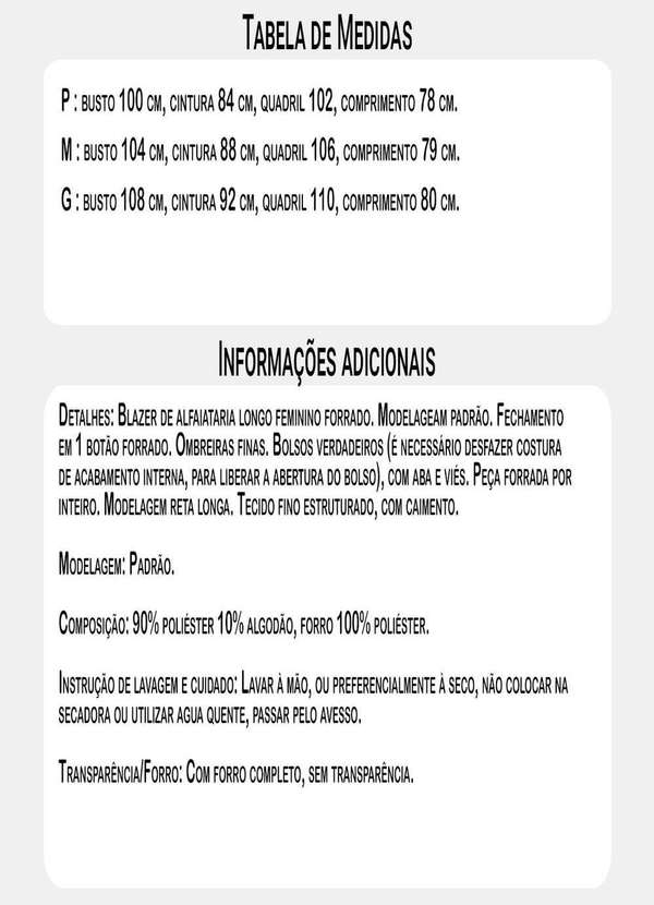 Sob - Blazer Feminino Longo Alfaiataria com Bolsos - Cinza 8