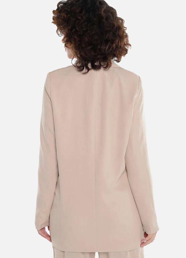 Sob - Blazer Feminino Longo Alfaiataria com Bolsos - Caramelo 4