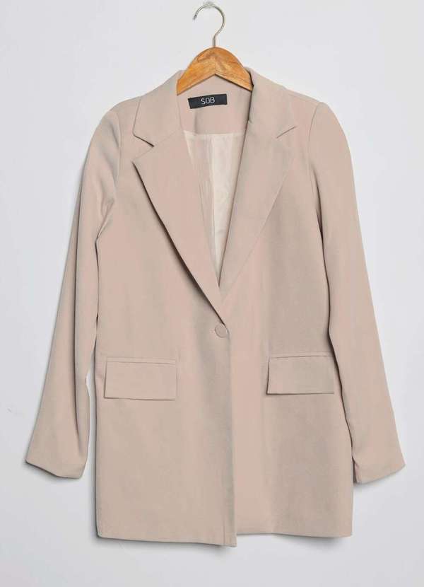 Sob - Blazer Feminino Longo Alfaiataria com Bolsos - Caramelo 7