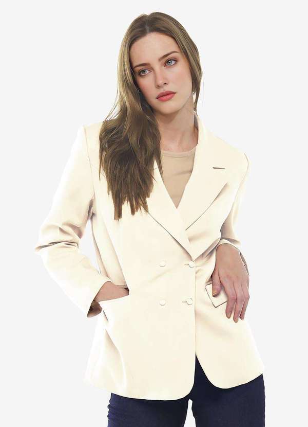 Sob - Blazer Feminino Off White Max Fino Alfaiataria Forrado Off White 1