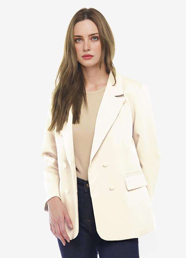Sob - Blazer Feminino Off White Max Fino Alfaiataria Forrado Off White 2