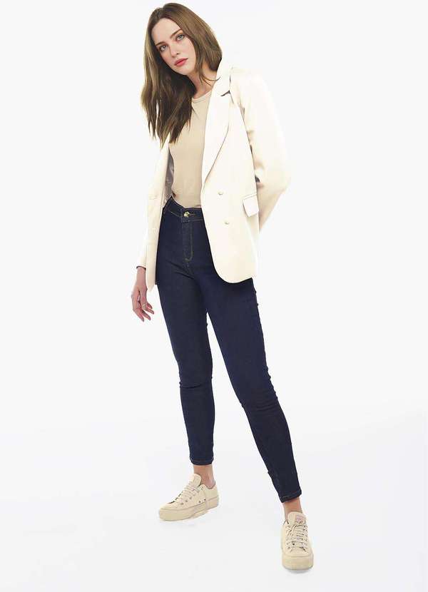 Sob - Blazer Feminino Off White Max Fino Alfaiataria Forrado Off White 5