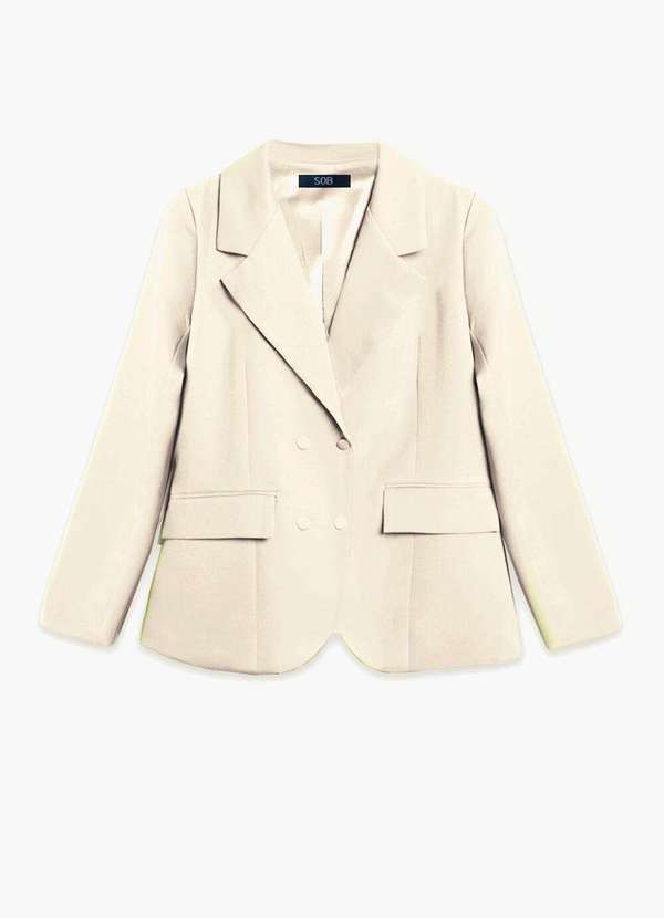 Sob - Blazer Feminino Off White Max Fino Alfaiataria Forrado Off White 6