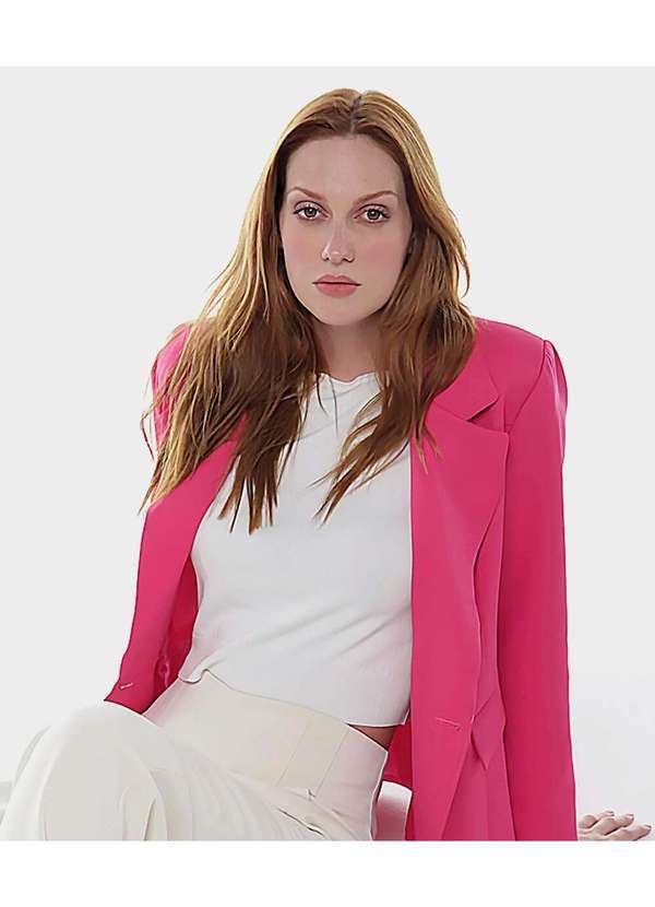 Sob - Blazer Feminino Alfaiataria Transpassado Rosa