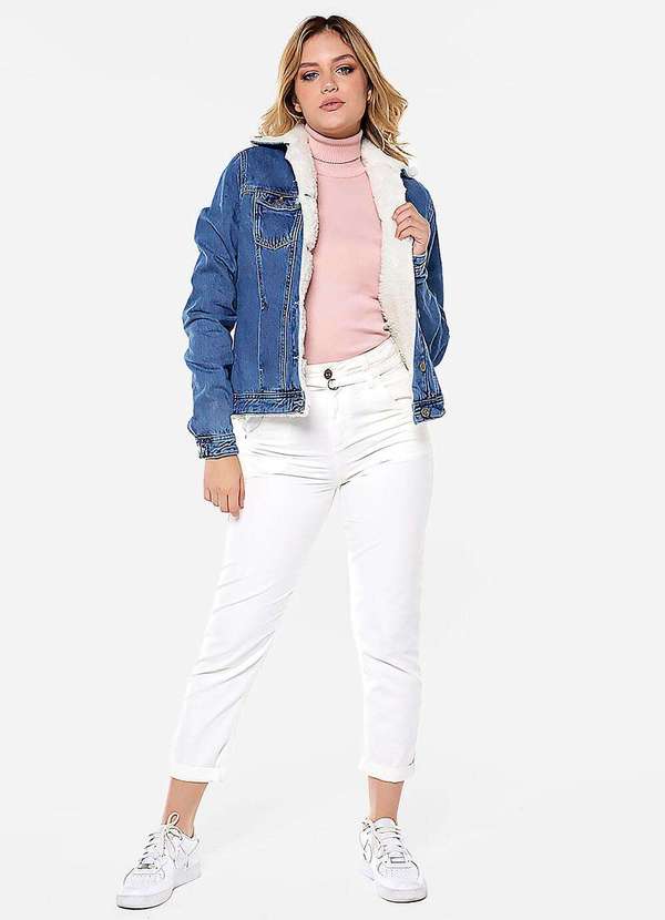 Sob - Blusa de Tricot Gola Alta Rose Manga Longa Justa - Rosa 5