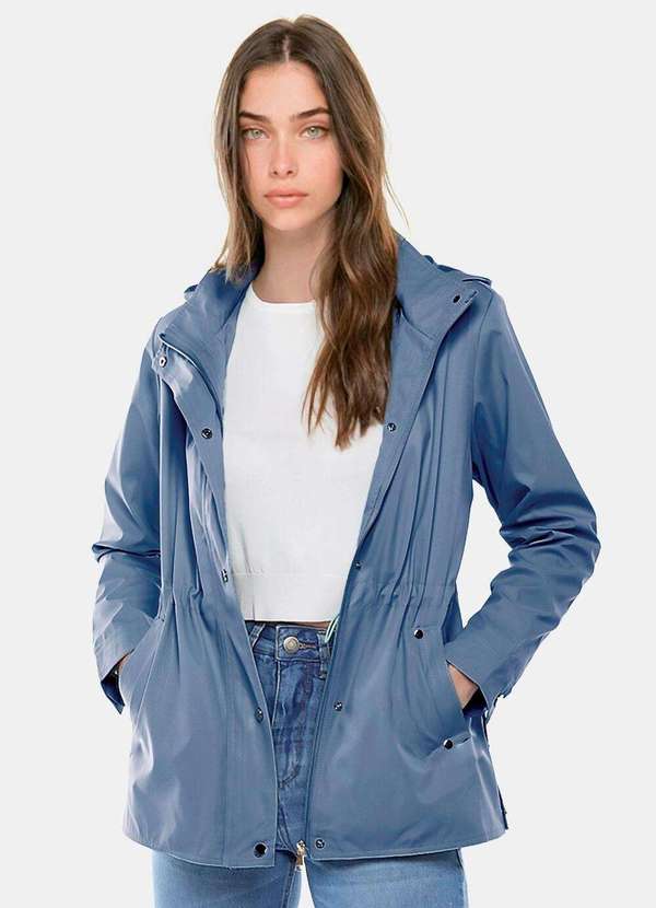 Sob - Casaco Parka Azul Forrada com Capuz - Azul 2