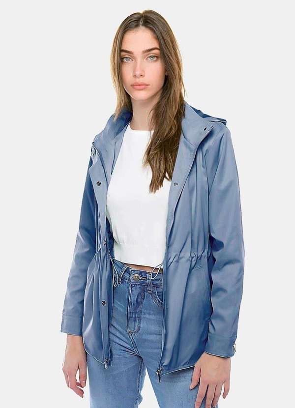 Sob - Casaco Parka Azul Forrada com Capuz - Azul 3
