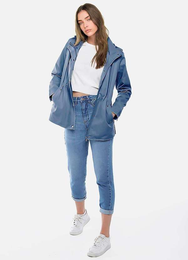 Sob - Casaco Parka Azul Forrada com Capuz - Azul 4