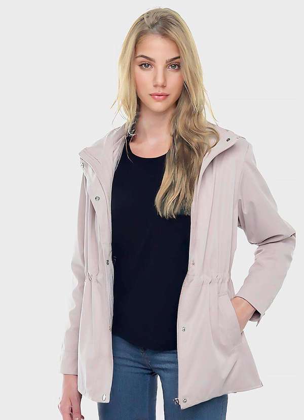 Sob - Casaco Parka Bege Social Forrada com Capuz Sob - Bege