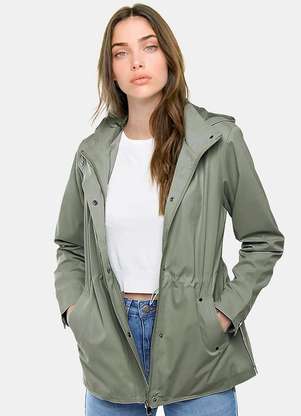 Casaco Parka Verde Militar Forrada com Capuz Verde Sob Moda