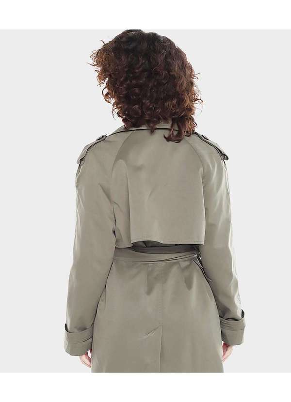 Sob - Casaco Trench Coat Forrado com Bolso e Cinto - Verde 3