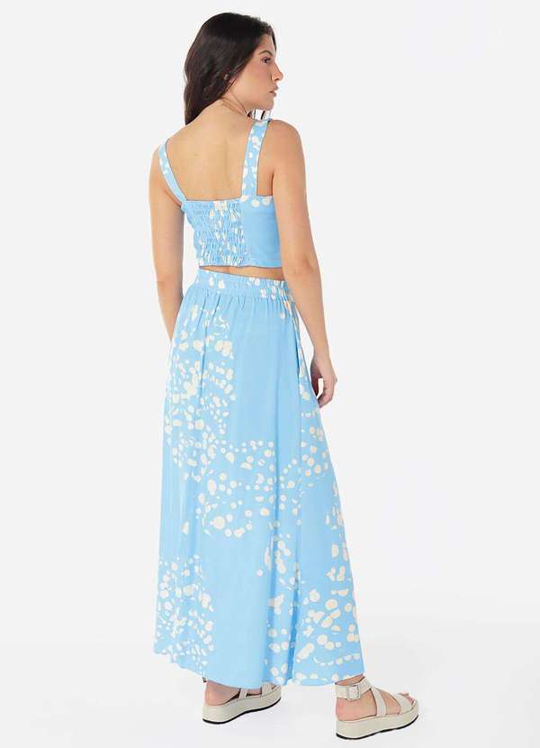 Sob - Conjunto Saia  Longa com Bolsos e Top Estampado Azul Sob - Azul 5