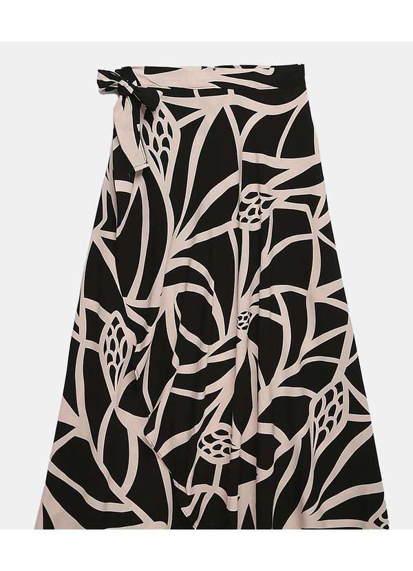 Sob - Conjunto Saia Longa e Blusa com Bojo Estampado - Preto 4