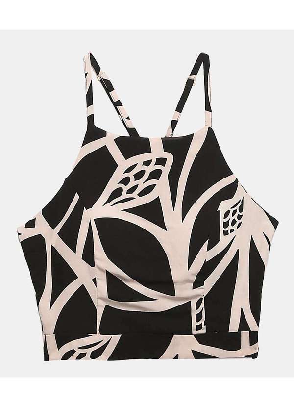 Sob - Conjunto Saia Longa e Blusa com Bojo Estampado - Preto 6