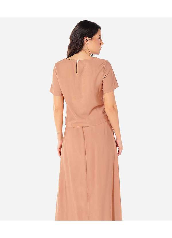 Sob - Conjunto Saia Midi e Blusa com Manga - Marrom 3