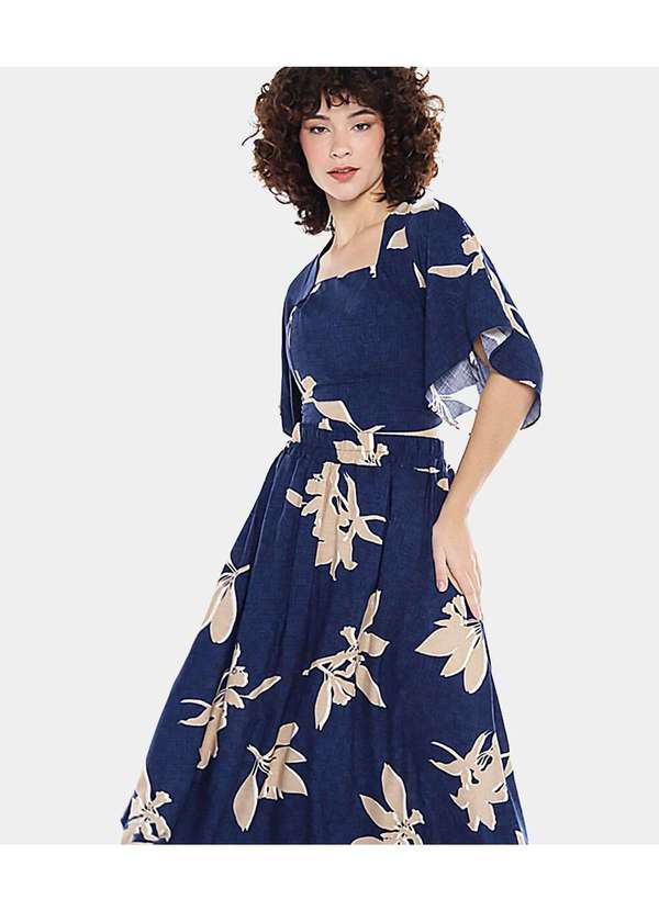 Sob - Conjunto Saia e Blusa Estampado Sob - Azul