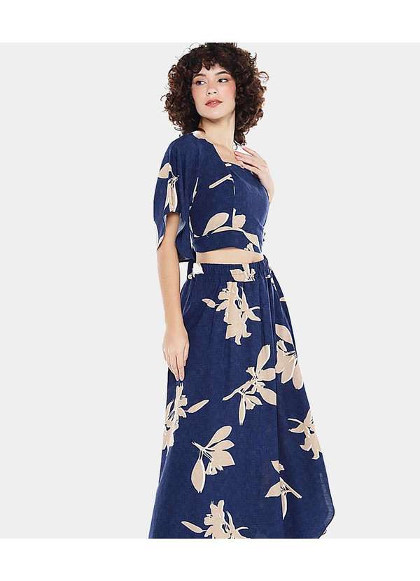 Sob - Conjunto Saia e Blusa Estampado Sob - Azul 2