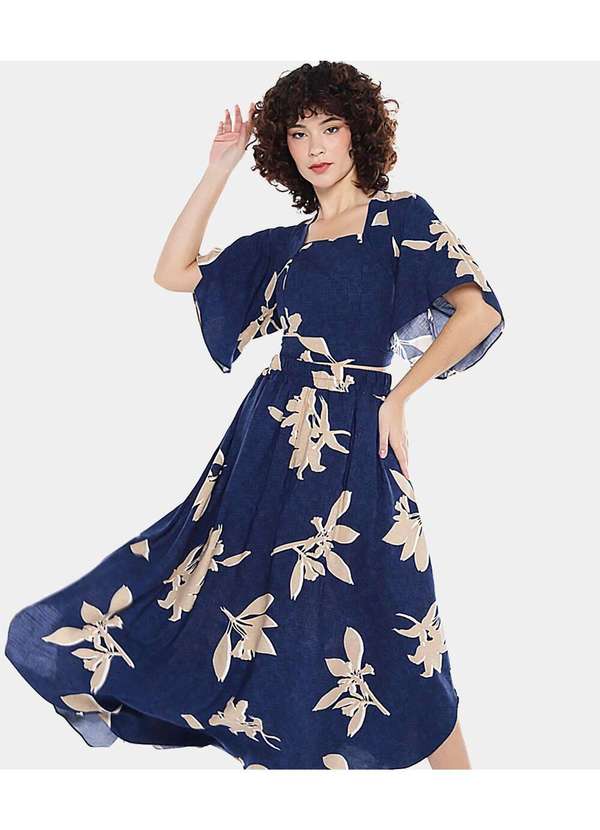 Sob - Conjunto Saia e Blusa Estampado Sob - Azul 3