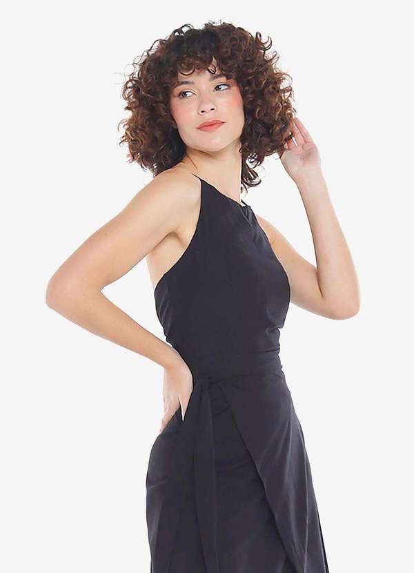 Sob - Conjunto Saia Longa e Blusa Transpassado - Preto 3