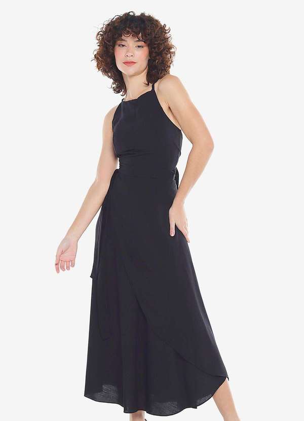 Sob - Conjunto Saia Longa e Blusa Transpassado - Preto 4