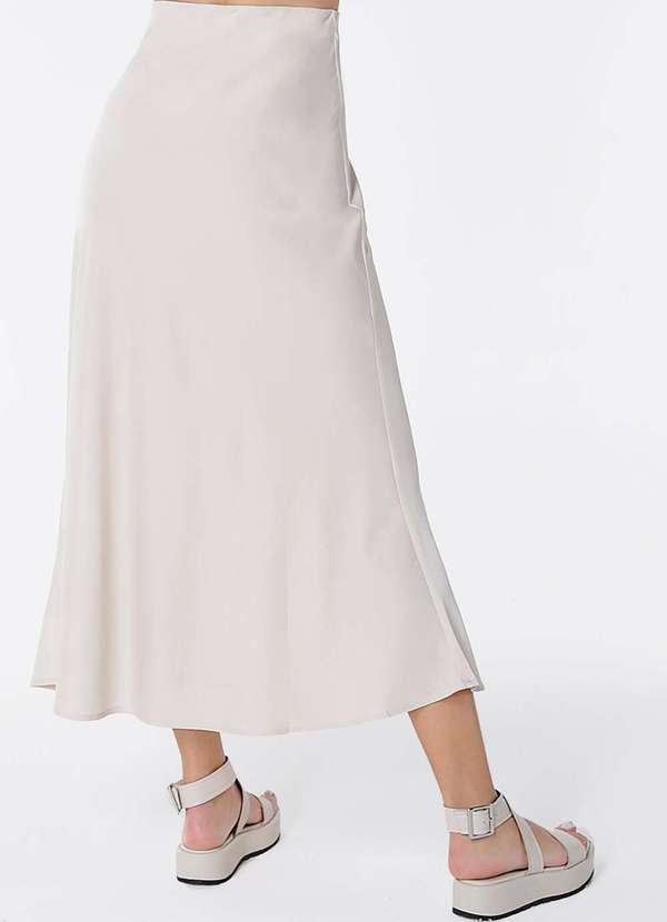 Sob - Saia Longa de Cetim Evasê com Elastano - Bege 5