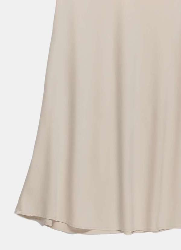 Sob - Saia Longa de Cetim Evasê com Elastano - Bege 7