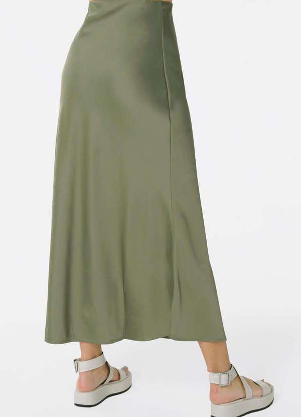 Sob - Saia Longa de Cetim Evasê com Elastano - Verde 3
