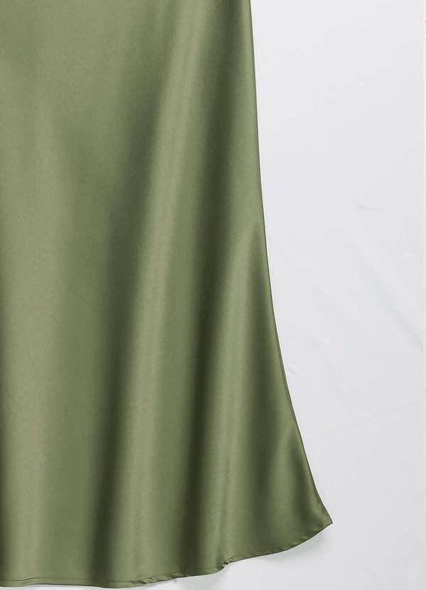 Sob - Saia Longa de Cetim Evasê com Elastano - Verde 7