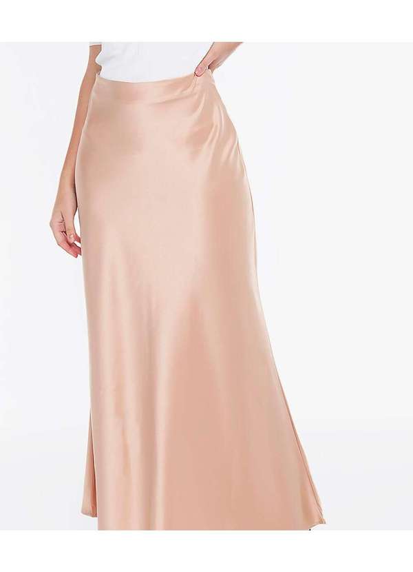 Sob - Saia Longa de Cetim Evasê Rosa