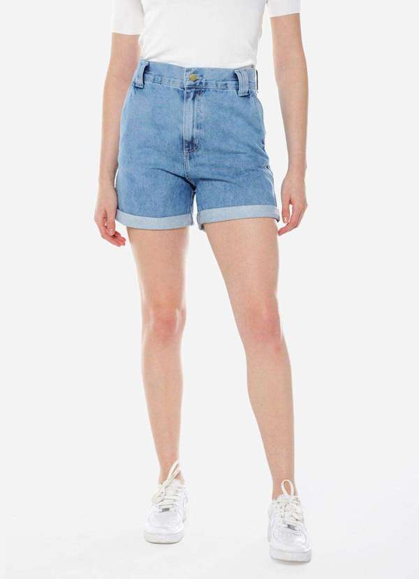 Sob - Shorts Jeans Feminino Básico Cintura Alta Azul 2