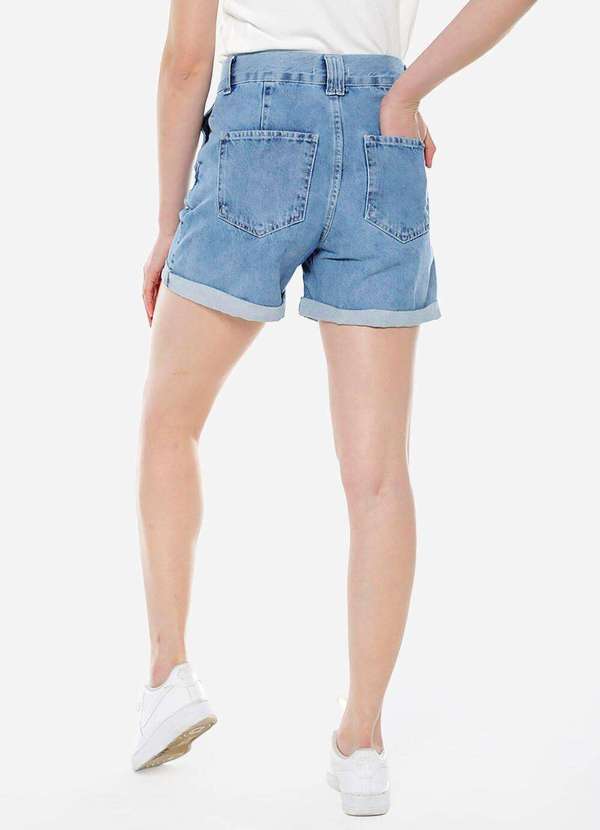 Sob - Shorts Jeans Feminino Básico Cintura Alta Azul 4