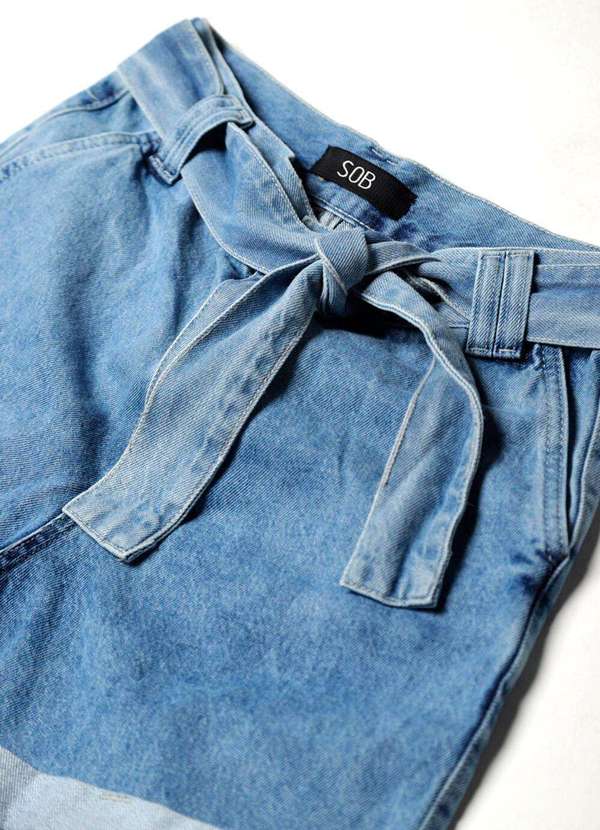 Sob - Shorts Jeans Feminino Básico Cintura Alta Azul 6