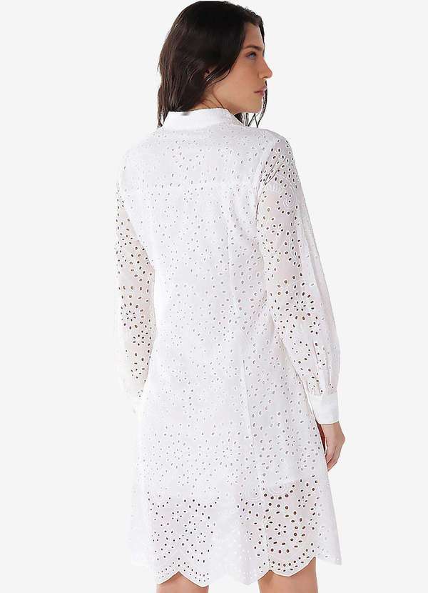 Sob - Vestido Branco de Laise Chemise com Mangas Algodão Branco 5
