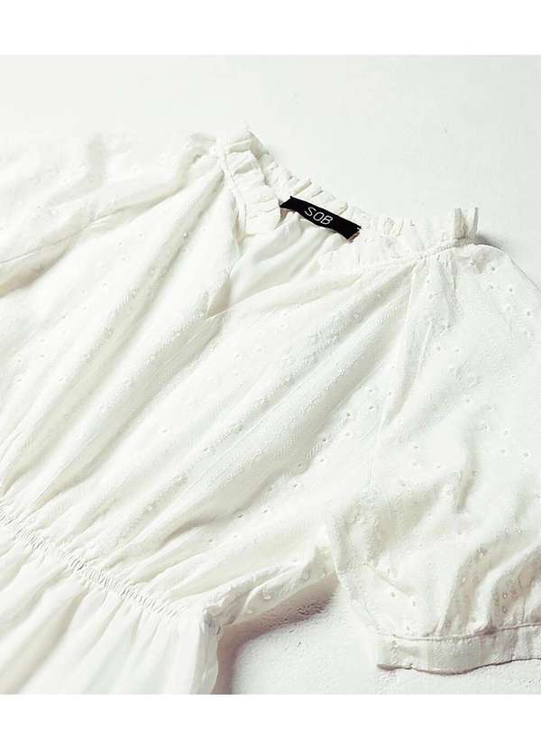 Sob - Vestido Branco Midi de Laise de Algodão com Mangas Branco 3