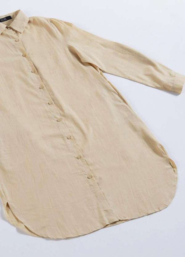 Sob - Vestido Camisa Midi de Algodão com Bolsos - Bege 6