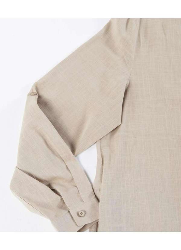 Sob - Vestido Camisa Midi de Algodão com Bolsos - Bege 7