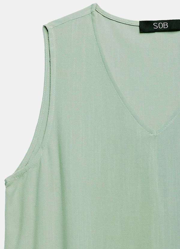 Sob - Vestido Longo de Linho Verde Gola V com Bolsos Sob - Verde 6