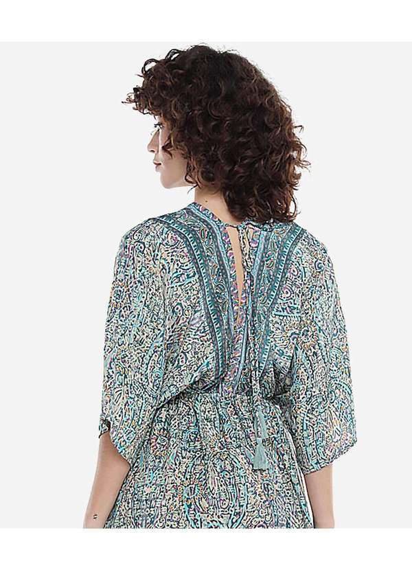 Sob - Vestido Longo com Manga Estampado Verde 5