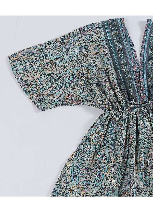 Sob - Vestido Longo com Manga Estampado Verde 6