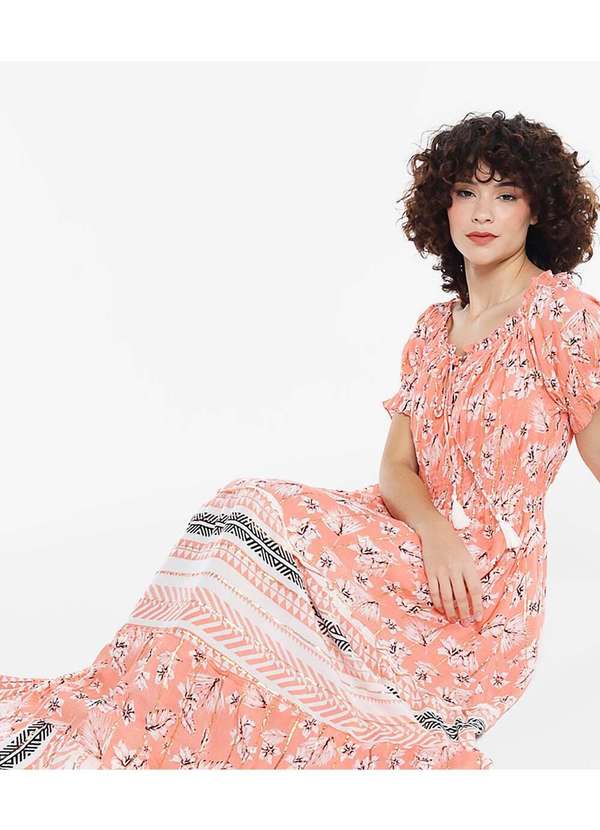 Sob - Vestido Longo com Mangas em Algodão com Lurex Rosa Sob Rosa 2