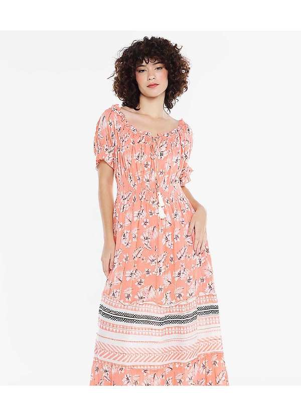 Sob - Vestido Longo com Mangas em Algodão com Lurex Rosa Sob Rosa 3